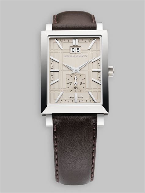 burberry stainless steel rectangular watch|Burberry watch men's.